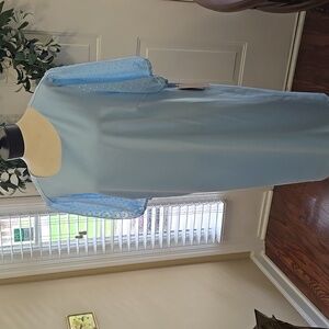 Maree Baby Blue Dress Statement Short Sleeve Eyelash Fabric Stretch Size 22 NEW